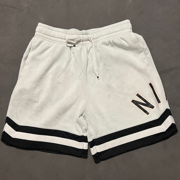 Nike Other - Nike Air Sportswear Tech Fleece Mens Medium Shorts Grey Black Stripe Spellout